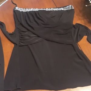 Black tube top with crystal gems